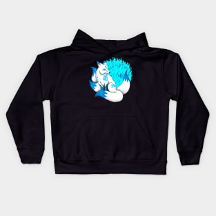 Aqua Blue Kitsune Fox Kids Hoodie